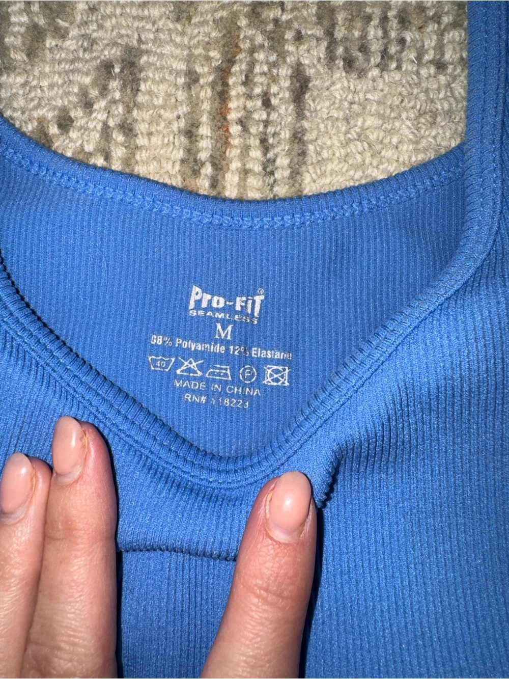 Pro-Fit Light Blue Ribbed Crop Workout Tank - Picture 3 of 3